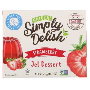 Natual Simply Delish Jel Desset Stawbey 내추럴 심플리 델리쉬 젤 디저트 딸기 0.7oz(20g) 4팩, 20g, 1개