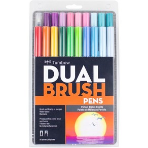 톰보우56193 듀얼 브러쉬 펜 브러시 파인팁 마커 TOMBOW Dual Bush Pen At Makes Bush and Fine Tip Makes 20-Pack, 1개, 20색