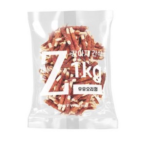 이수펫 제트 강아지 대용량 수제간식, 우유 + 오리껌 혼합맛, 1kg, 1개