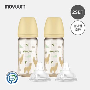 [모윰] PPSU 노꼭지 올인원 젖병 270ml 2팩+젖꼭지(2ea) - 라마 에디션, 젖꼭지 단계:2단계, 2단계, 1개