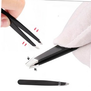 스테인리스 뷰티 블랙 족집게 눈썹정리 제모 세치제거 왁싱족집게 사선형쪽집게, fee, 1개