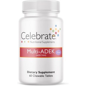 Celebate Baiatic Supplements 멀티비타민 ADEK 츄어블 포도 60정, 1개