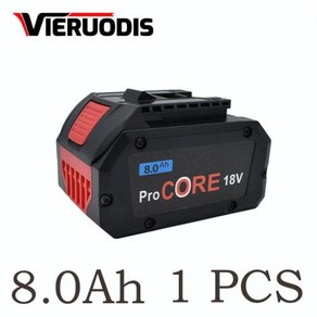 프로코어 교체 배터리 18V 8000MAH 전문 시스템 무선 도구 BAT618 GBA18V8 21700 배터리 18V 8.0Ah, 한개옵션1