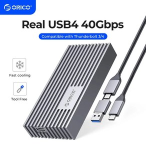 ORICO USB4 NVMe M2 SSD 인클로저 알루미늄 외장 케이스 썬더볼트 34 USB32 31 30 호환 가능 40Gbps PCIe30 x 4