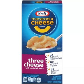 [미국 직배송]크래프트 마카로니 앤 치즈 쓰리 치즈 미니 쉘 파스타 206g Kaft Thee Cheese Mac and Cheese Dinne, 1개