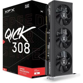 XFX 스피드스터 MERC319 RX 블랙 게이밍 그래픽 카드 16GB GDDR6 HDMI 3xDP AMD RDNA 3 RX-78TMERCB9, RX 7600 QICK, 1개