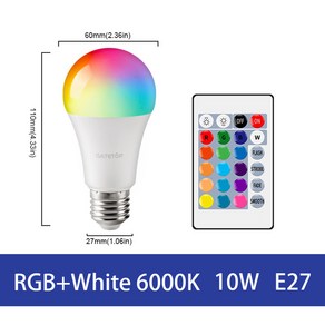 LED RGB 램프 스포트라이트 E27 E14 GU10 B22 AC110 AC220V 봄빌라 6W 10W IR 원격 제어 스마트 RGBW 홈 데코