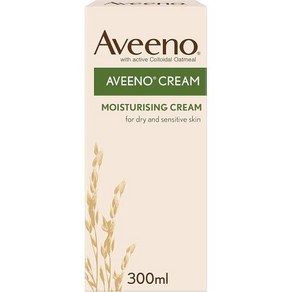 Aveeno 모이스처라이징 크림 300ml 1개 수분 공급 콜로이드 오트밀이 함유된 영양 바디 로션 건조하고 민감한 피부를 위한 전신 모이스처라이저 3개월부터 성인 및 아기에게 적, 300 ml (Pack of 1)_콜로이드 오트밀, 없음