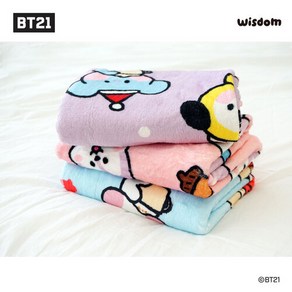 BT21 minini 무릎 담요 BTS 굿즈 사무실 캠핑 차박 블랑켓 부드러운 푹신한, 스카이블루(TT＋RJ＋MG)