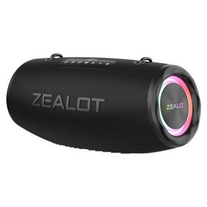 [관부가세포함] ZEALOT 블루투스 스피커 80W 휴대용 깊은 저음 IPX6 방수 LED 조명 PoweB, Black, 검은색