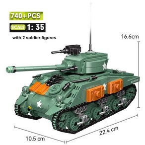 호환 남아용 미니 135 모델 빌딩 브릭 장난감 밀리터리 WW2 셔먼 M4 중형 탱크 블록 DIY, [01] no box, [01] 6809, 1개