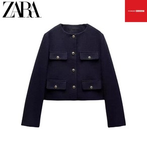 ZARA 자라 플랩 크롭 블레이저 3046/988 라운드 트위드 자켓