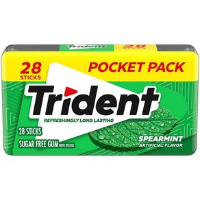 Tident Speamint Suga Fee Gum 28 Piece Pocket Pack 트라이던트 스피어민트 무설탕 껌 28피스 포켓 팩, 1개