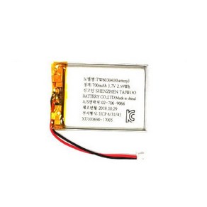 [인터아이넷] 3.7V 리튬폴리머 배터리 충전지 (KC인증제품) [603040-700mah], 1개, 1개입