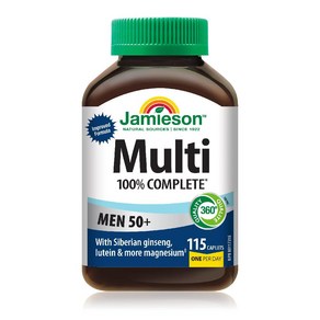 (캐나다 직구) 자미에슨 50+ 성인 남성 100퍼센트 컴플리트 종합비타민 Jamieson Complete Multivitamin fo Adult Men 50+, 115정, 3개