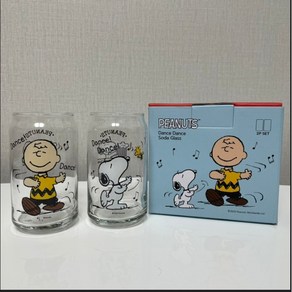 피너츠 댄스댄스 유리잔 330ml x 2종세트, 혼합색상, 1세트