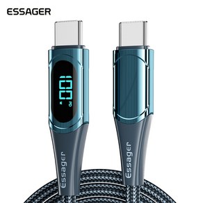 ESSAGER 디지털 디스플레이 PD100W C to C타입 고속 충전 케이블 아이폰 핸드폰, 2m (A-017), Blue, 1개