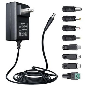 5V 2A 전원 어댑터 8가지 팁 조정 5볼트 2000mA 10W AC 어댑터 플러그 교체품 USB 허브 태블릿 베이비 모니터 카메라 스캐너 스피커 DC 변압기 등, 1개