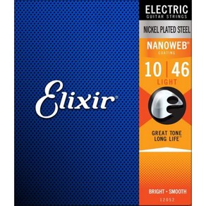 입문자 일렉기타 악세사리 Elixir 스트링 일렉트릭 기타 나노 웹 코팅 슈퍼 라이트 (.009-.042) - 12002