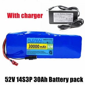 52V 14S3P 30Ah 30000mAh 18650 1000W 리튬 배터리 균형 자동차 전기 자전거 전기 스쿠터 세발 자전거 + 충전기, 1개