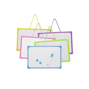 [훈민] 골든벨 화이트보드 A4 사이즈 약20x30cm 색상랜덤 (1개) 마카펜포함 양면 미니보드