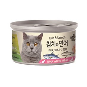 [바우와우] 미우와우 흰살참치&연어 80g 고양이캔, 1개