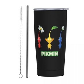 20oz 피크민 Pikmin 빨대 텀블러 스테인레스 보냉 보온 머그잔 휴대용 보온병