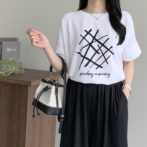 [행복여] 샵 레터링 루즈핏 반팔 티셔츠