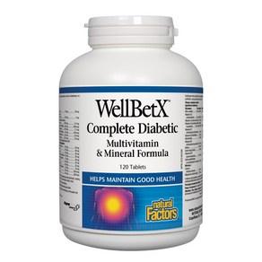 내추럴팩터스 Natual Factos WellBetX Complete 다이아베틱 Diabetic Multivitamin & Mineal Fomula 120 타블렛, 120정, 1개