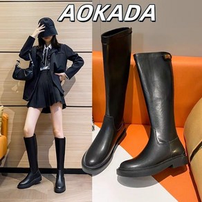 AOKADA 롱부츠 여자 가을 겨울 시즌 하이부츠 슬림핏 로우 힐 롱부츠