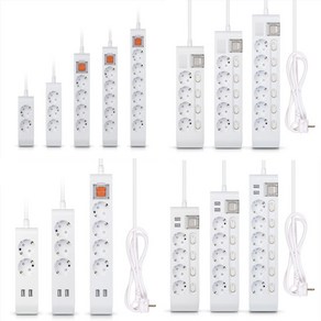 케이브 국산 현대 멀티탭 2800W 16A 메인 개별 스위치 2구 USB 단자 고용량 접지 2구 3구 4구 5구 6구 멀티 콘센트, 일반2구 멀티탭, 1개, 1.5m