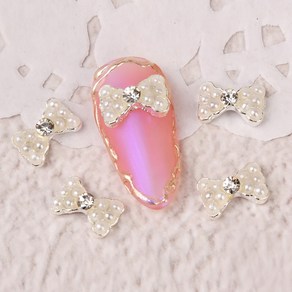 클래식네일 진주큐빅리본 네일파츠, 소9x6mm(077), 10개