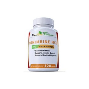 RaeSun Botanics Yohimbine HCL 나무껍질 추출물 엑스트라 스트렝스 5mg x 120ct 캡슐 프리미엄 지방 버너 체중 식욕 조절 지지력 에너지 등, 1개, 120정