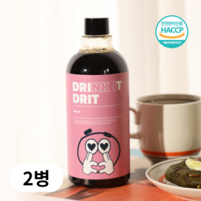 드릿 콜드브루 더치커피 원액 오가닉 디카페인 액상커피, 2개, 1개입, 500ml