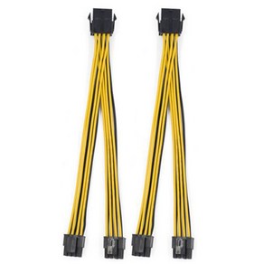 2pcs CPU 8Pin 여성 1 ~ 2 남성 4 + 4pin Y 분배기 전원 공급 장치 케이블 코드 18AWG 20cm, 보여진 바와 같이, 하나, 2개