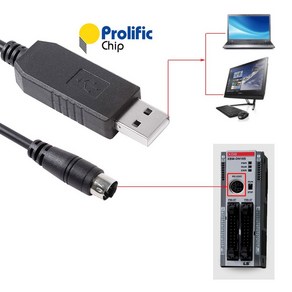 Polific PL2303 USB-6 핀 미니 Din RS232 직렬 통신 케이블 LS XGB XBM XBC PLC-PC 제어 다운로드 케이블, 1개