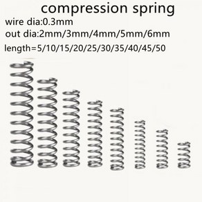 20 개 0.3mm 압축 스프링 외경 2mm 3mm 4mm 5mm 6mm 스테인레스 스틸 마이크로 소형 길이 5mm-50mm, [01] 0.3mm, [02] 4mm, [01] 25mm, 20개