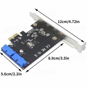 컴퓨터부품 PCIE 인터페이스 확장 카드 내부 USB 3.0 20 핀 헤더 19 어댑터 e x1 to 듀얼 3, 한개옵션0, 1개
