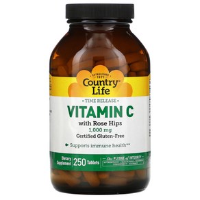 County Life Vitamin C with Rose Hips 1 000 mg 250 Tablets, 1개, 250정