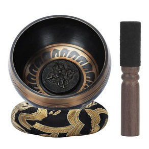 DiDiBiDi Singing Bowl 티베트 명상 사운드 볼 세트 볼 블랙 힐링 요가 키트 수제 Bepal 차크라 보관 영적 아이템 9cm 3.54 여성용 사운드 테라피, Black, 1개