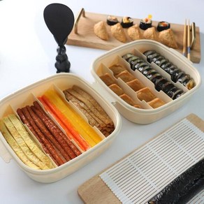 김밥보관 재료보관 칸칸 김밥용기+김발증정, 1개, 단품