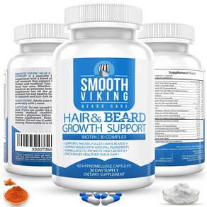 Beard Growth Supplement - Hair Growth Vitamins for Men (60 Capsules) - 5000 MCG Biotin & DHT Blocke