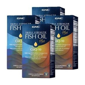 GNC 트리플 스트랭스 피쉬오일 코큐텐 60정 (소프트젤) TRIPLE STRENGTH FISH OIL PLUS COQ-10 60 Softgels -4개 SET, 4개