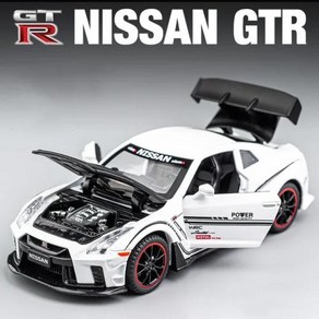 132 닛산 GTR R35 슈퍼카 합금 자동차 장난감 금속 컬렉션 모델 소리 및 빛