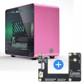라즈베리파이5 미니타워 알루미늄 방열 케이스 [DT/ Pink] + M.2 NVMe SSD 쉴드[ECR5 SSDS]