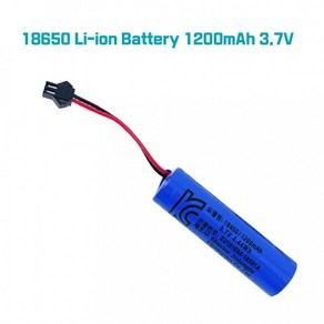 KC인증 18650 Li-ion Battery 1200mAh 3.7V - SM 2핀 커넥터 충전 배터리 팩 리튬 충전지