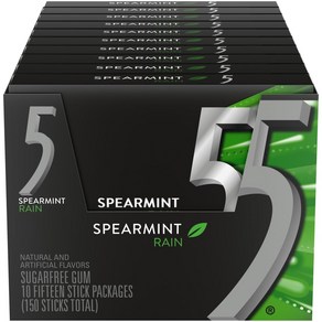 Wigley's 5 GUM Speamint Rain Sugafee Chewing Gum 파이브껌 스피아민트 레인 무설탕 츄잉껌 15개입 10팩, 150개