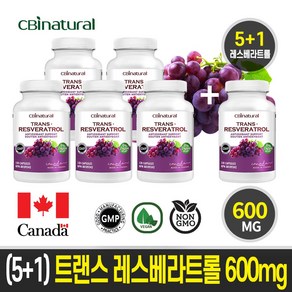 (5+1)캐나다 트랜스 레스베라트롤 600mg 120야채캡슐 캐나다 GMP NPN인증 캐나다직발송, 6개, 120정