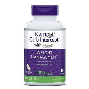 Natrol 화이트 키드니 빈 카브 인터셉트 With 페이즈 2 웨이트 매니지먼트 1000mg 캡슐