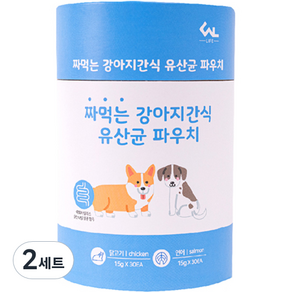 씨엔앨 라이프 짜먹는 강아지간식 파우치 영양제 닭고기 30p + 연어 30p, 장건강/유산균, 900g, 2세트